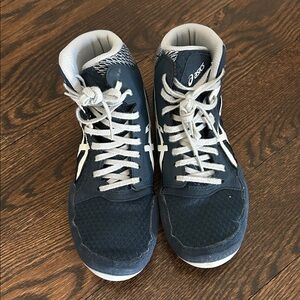 ASICS Dark Blue High-Top Wrestling Shoes
